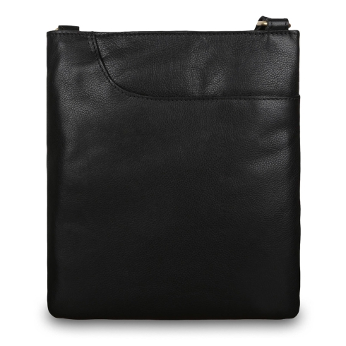 Кожаная сумка черного цвета  и регулируемым плечевым ремнем Ashwood Leather M-68 Black